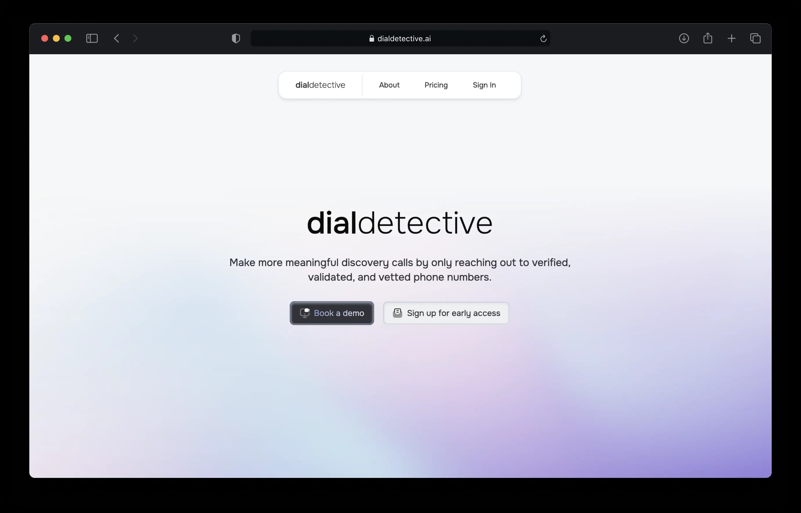 Dial Detective Landing Page screenshot
